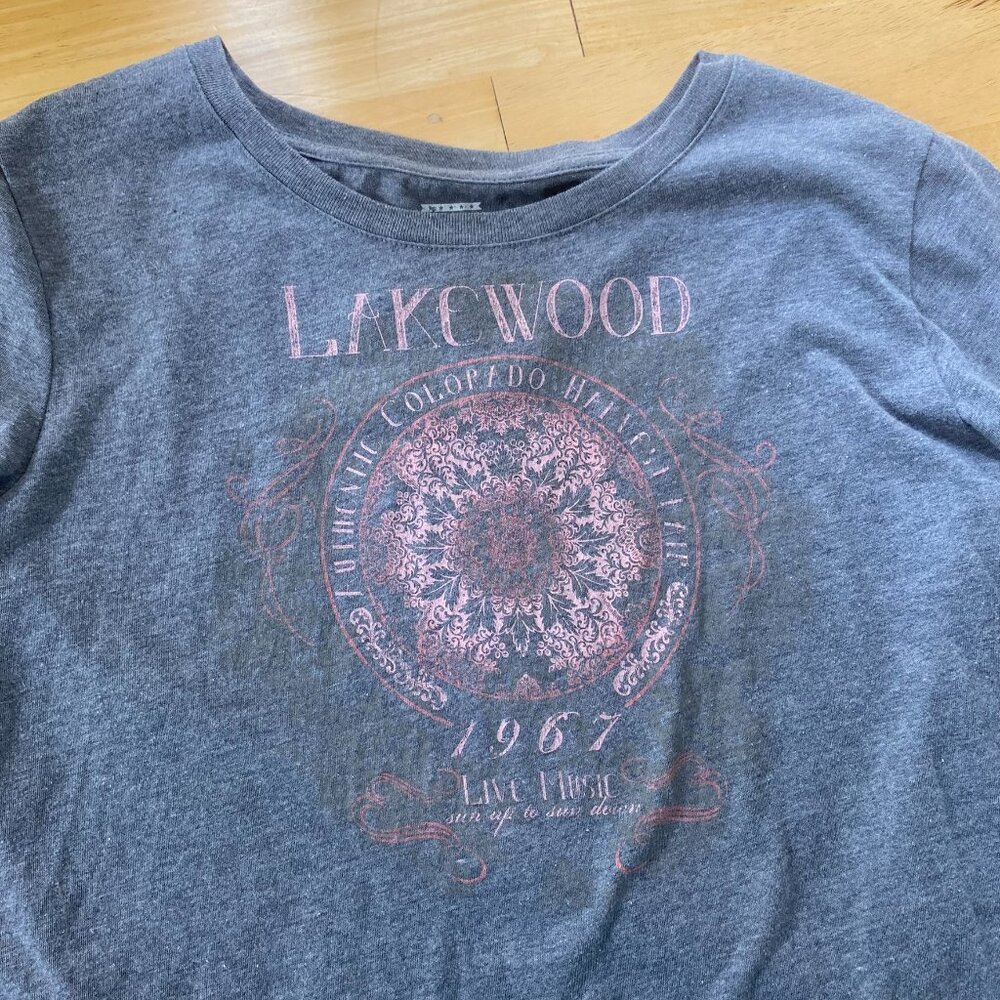 Lakewood 1967 T-Shirt Large Gray Pink Sonoma Long Sleeve Tee Shirt Top Soft L